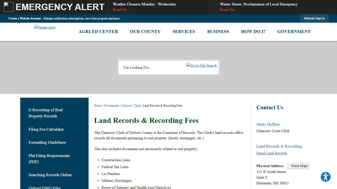 Land Records & Recording Fees DeSoto County, MS - Official Website